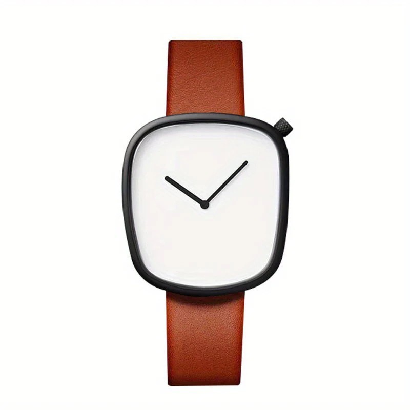TOMI Minimalist Men’s Watch Ultra-Thin Square Dial Elegant Quartz Leather Strap