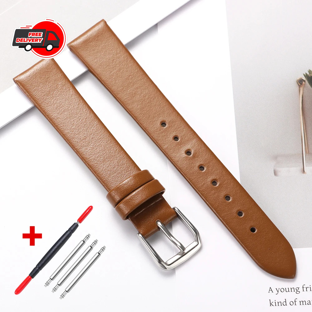 10mm 12mm 14mm 16mm Genuine Leather Watch Band Replacement Waterproof Bracelet