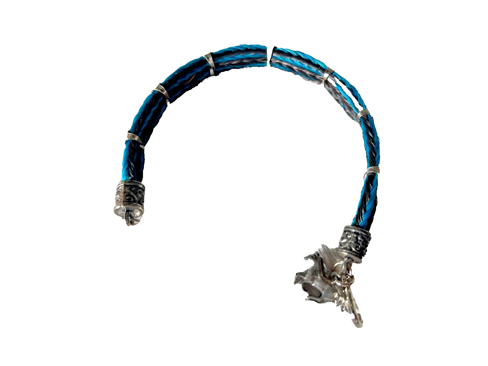 Western Womans Bracelet 7 3/4 x 3/8 in Horsehair Silver Concho Lobster Multicolo