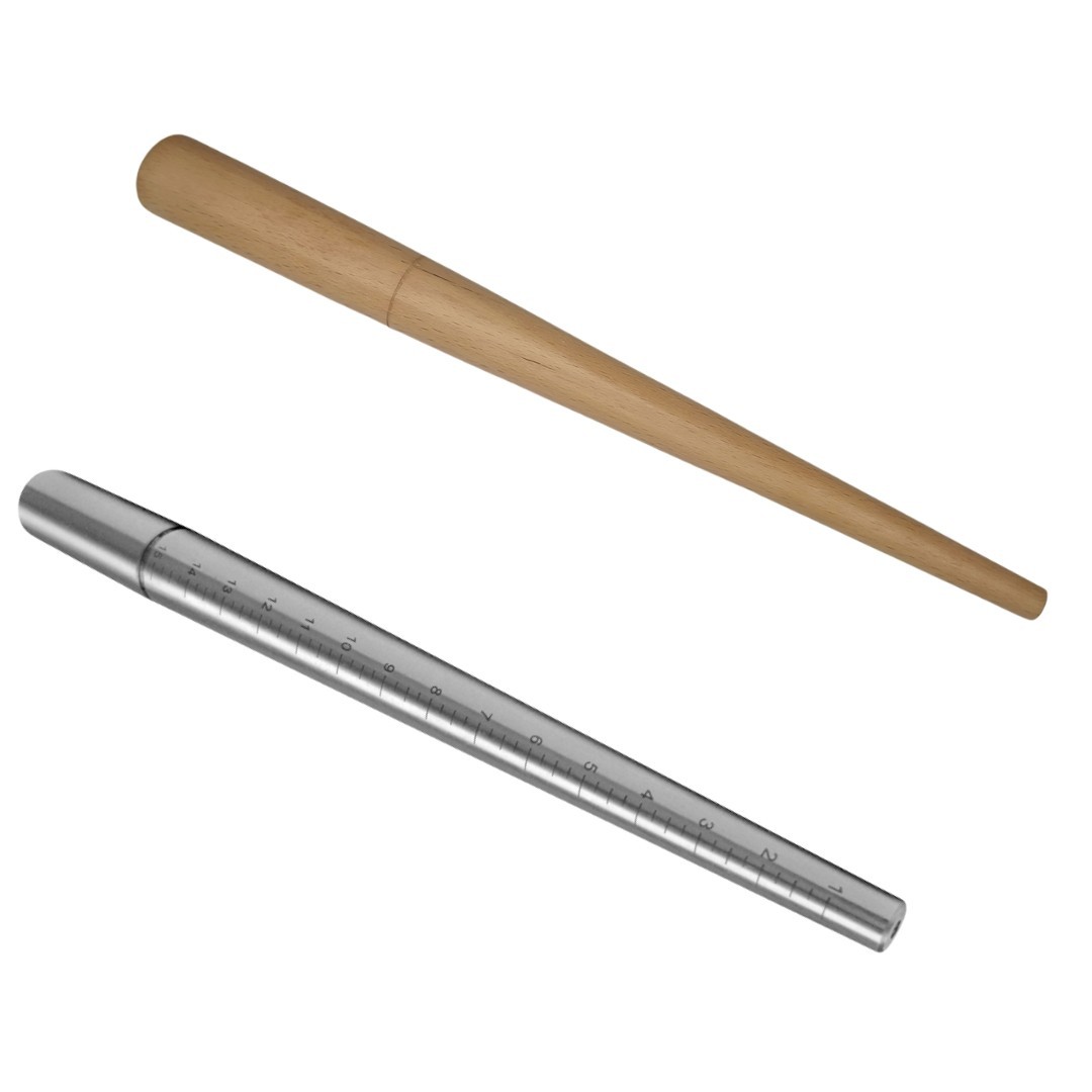 Set of 2 Ring Mandrels – Solid Wood & Steel Jewelry Making Tools