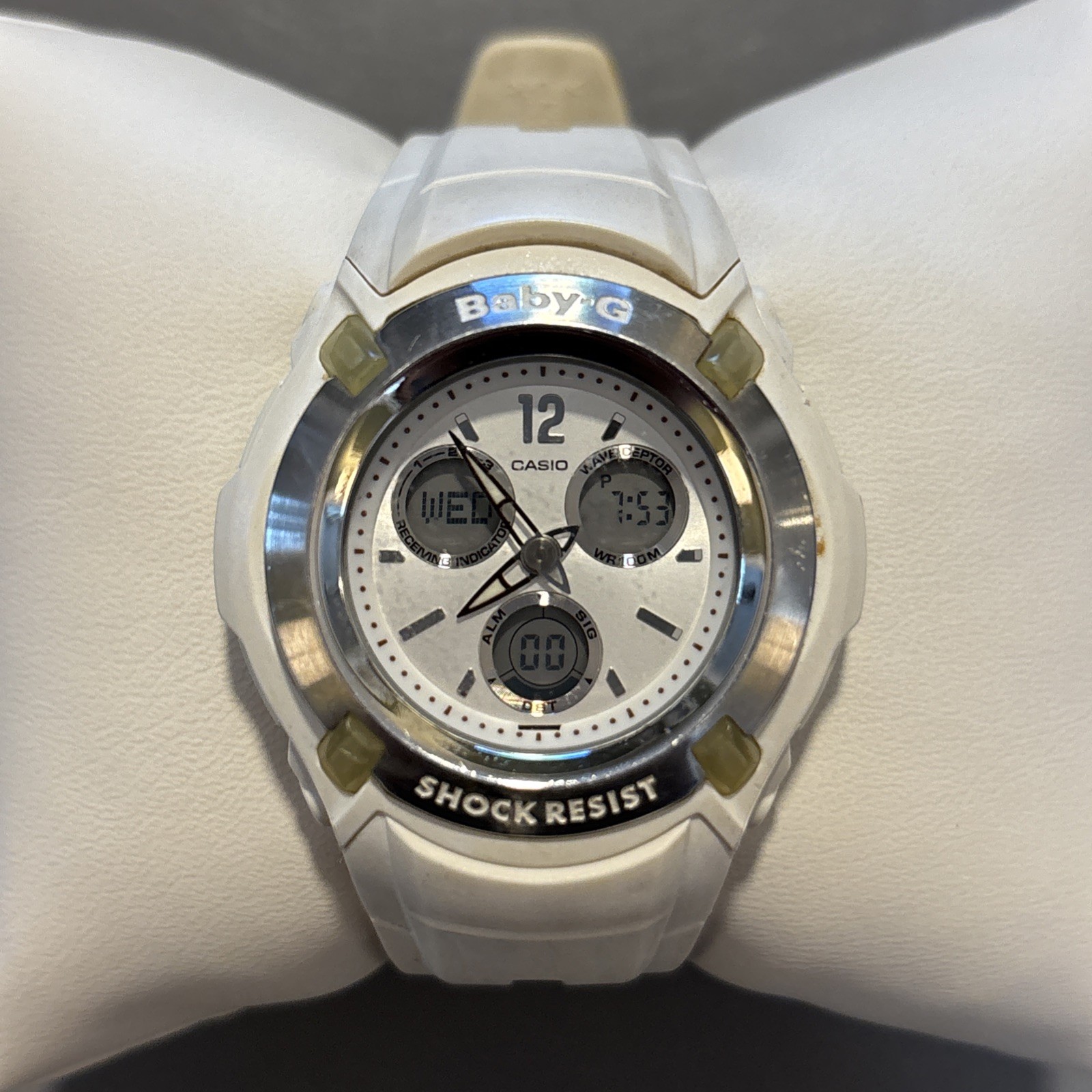 Casio Baby-G Shock Wave Ceptor Digital Watch BG-1500A White Silver WR 100m Works
