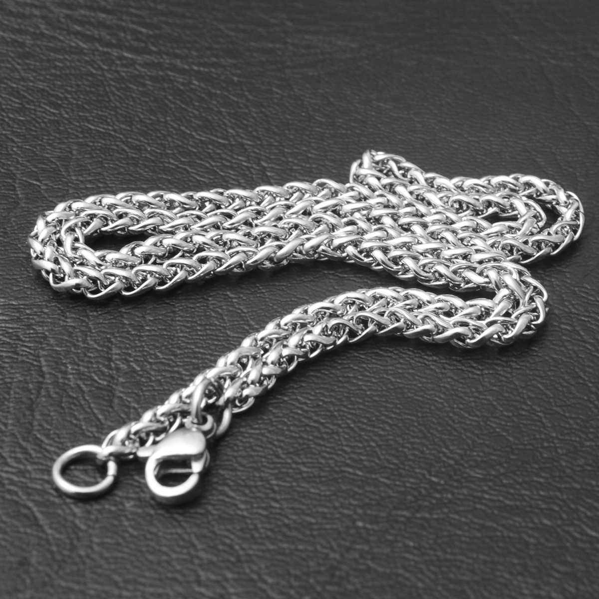 5pcs/lot 2.5/3/4/5/6mm Stainless Steel Wheat Braided Chain Necklace Mens Jewelry