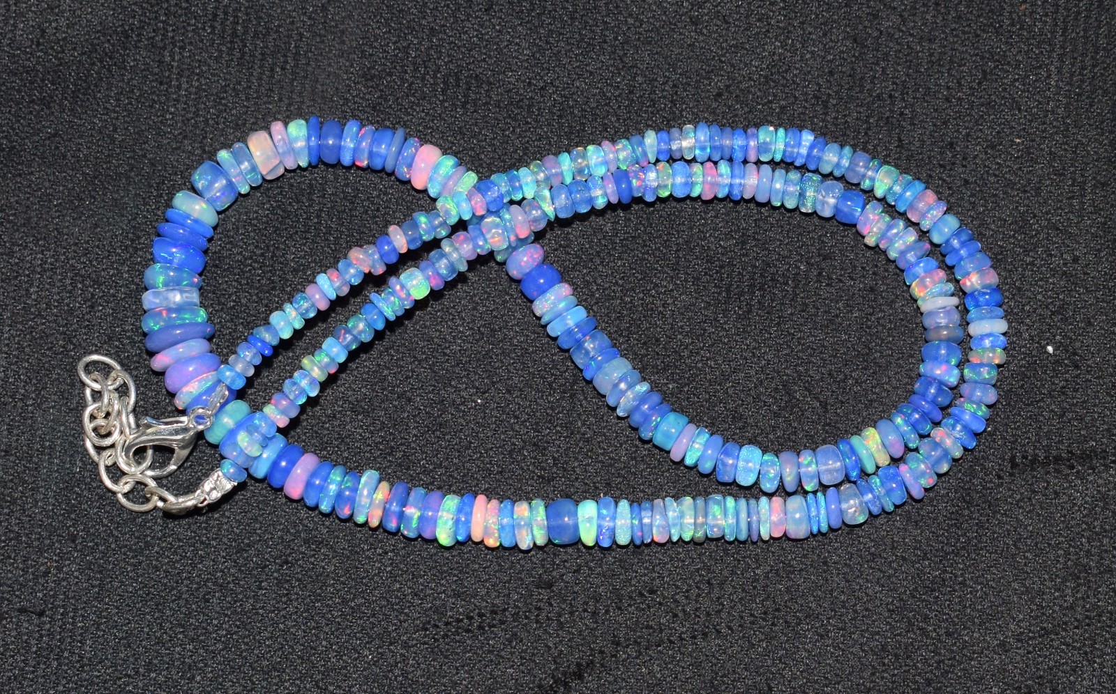 16”Natural Ethiopian Opal Welo Fire Opal Gemstone Beads Necklace AF0174