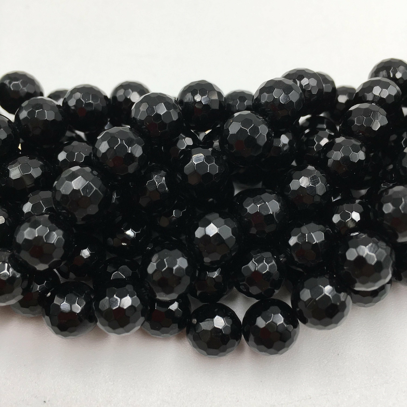 Black Onyx Faceted Round Beads 4mm 6mm 8mm 10mm 12mm 14mm 16mm 18mm 15.5″ Strand