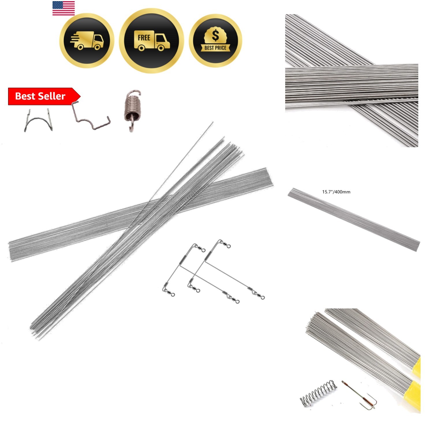 25PCS 40CM 15.7″ Stainless Steel Spring Wire Hard Full Straight 2.0mm Fishing…
