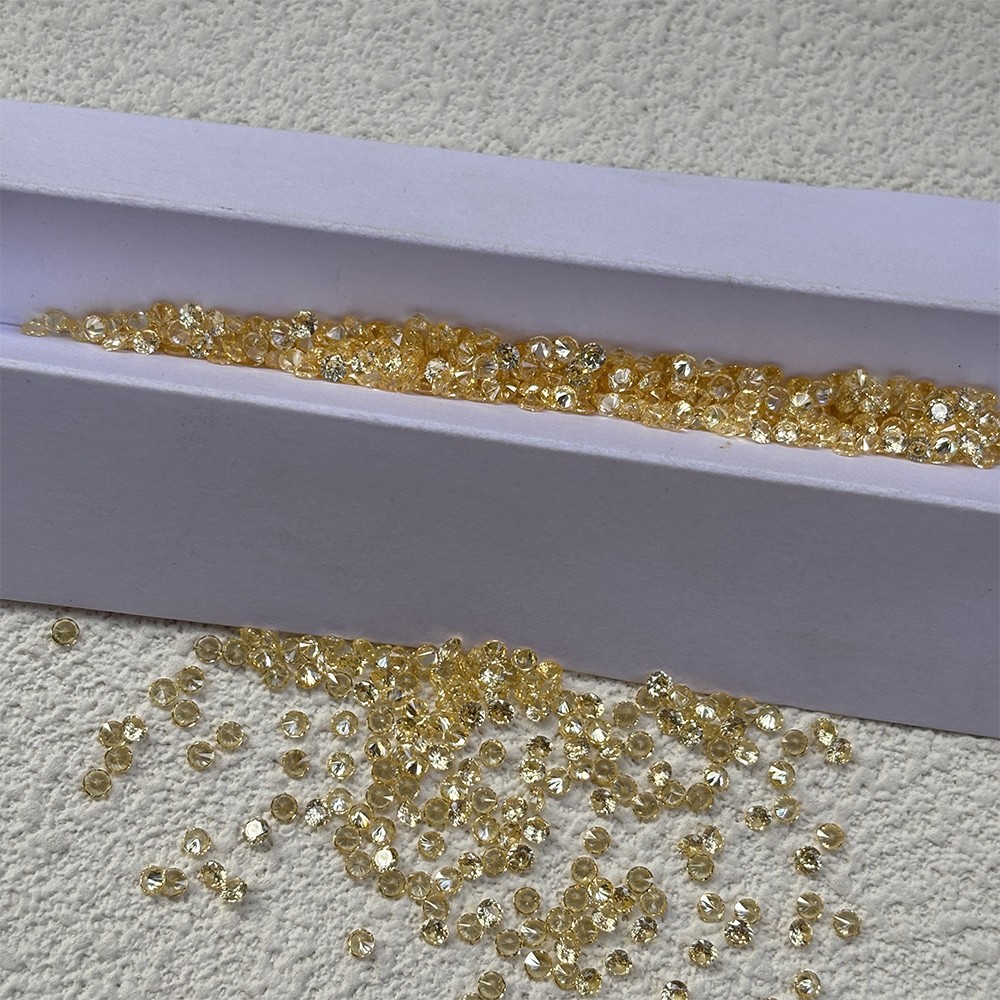 High Quality Loose Zirconia 1000pcs Golden Yellow Round Cut 0.8-10mm for Jewelry