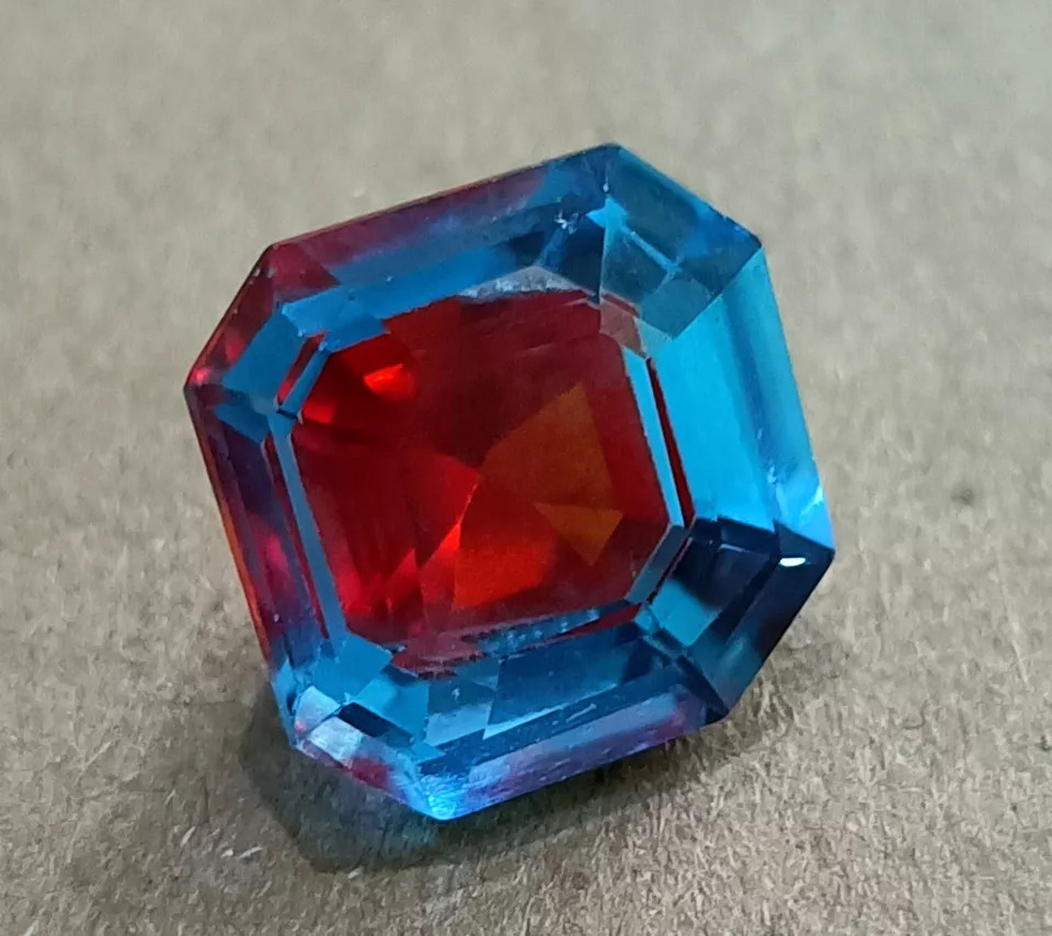 Natural Bi-Color Pitambari Sapphire 11 Ct Asscher Cut Certified Loose Gemstone