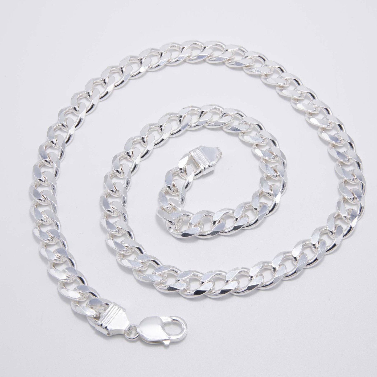 Shiny Curb Link Chain Solid Sterling Silver 925 Italy All Sizes