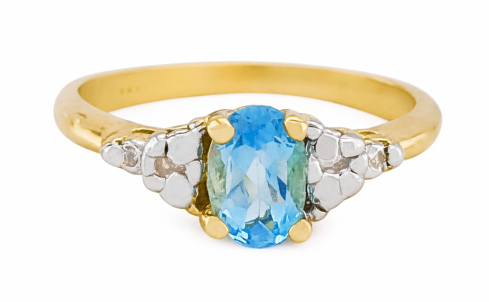 GENUINE 0.62 Cts BLUE TOPAZ & DIAMONDS RING 10K GOLD – Free Appraisal Service