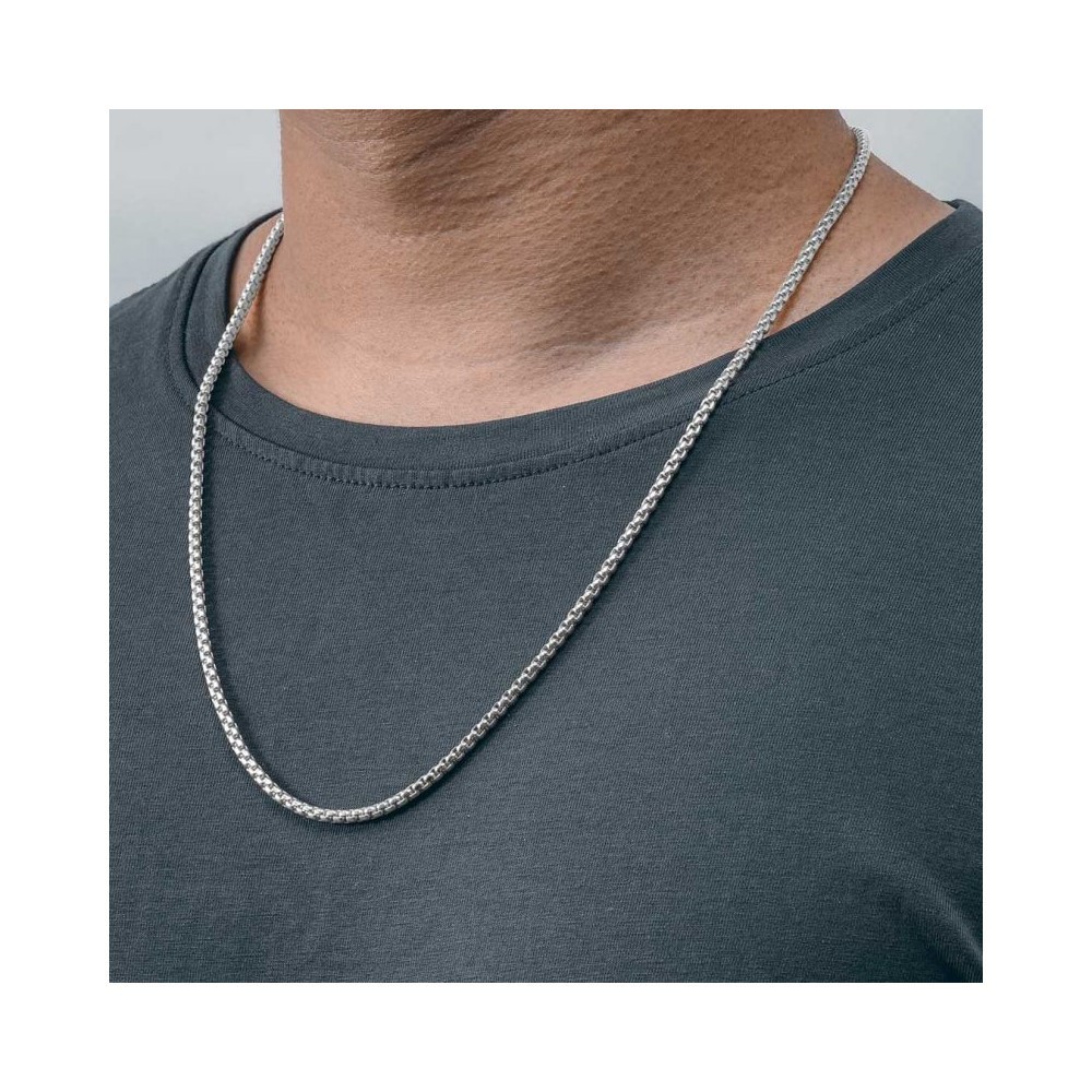 Verona Jewelers Sterling Silver 3.5MM Classic Italian Round Box Chain Necklace