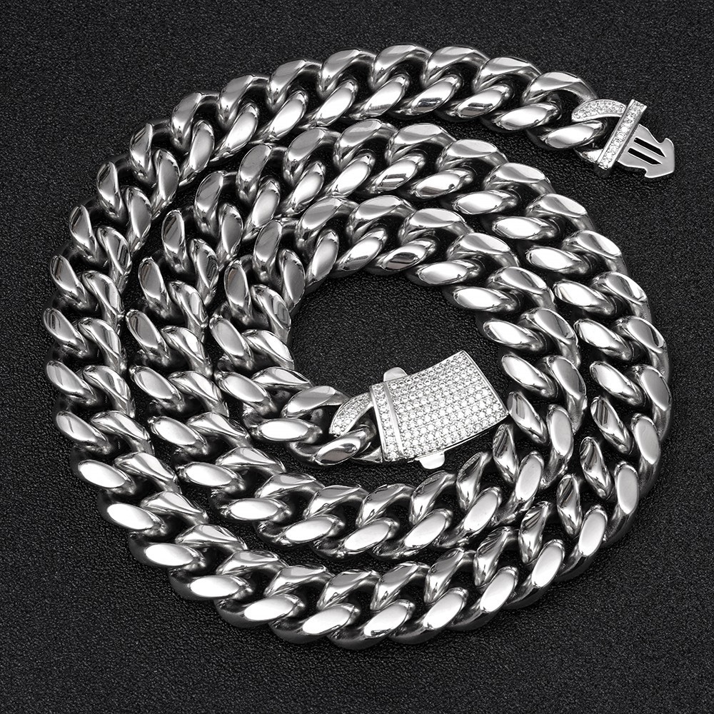 Men’s 8/10/12/14mm 316L Stainless Steel Miami Cuban Link Chain Necklace 16″-40″