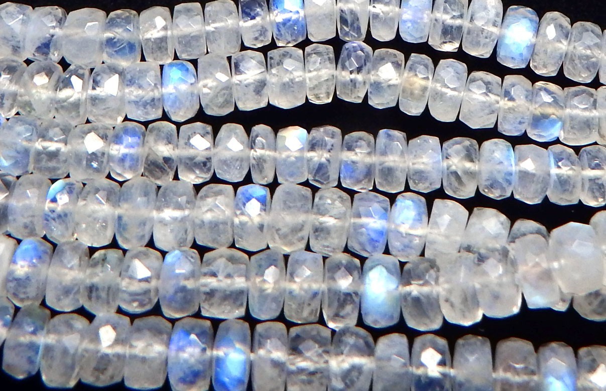 RAINBOW MOONSTONE Faceted Rondelle Beads Very Flashy! AAA NATURAL Choose Size