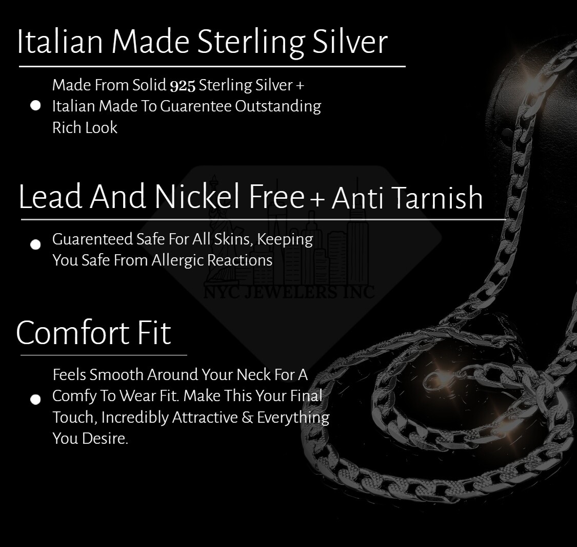 Italian Solid Sterling Silver Figaro Link Chain Necklace 925 Silver Chain UNISEX