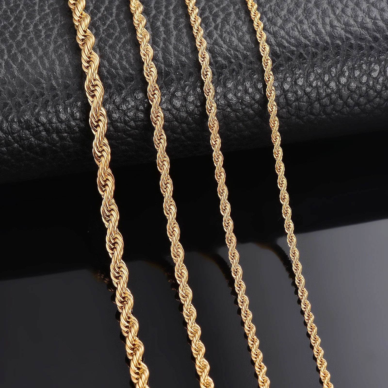 2mm/3mm/4mm/5mm 3 Colors Rope Twist Chain Necklace Width 40-80cm unisex Jewelry