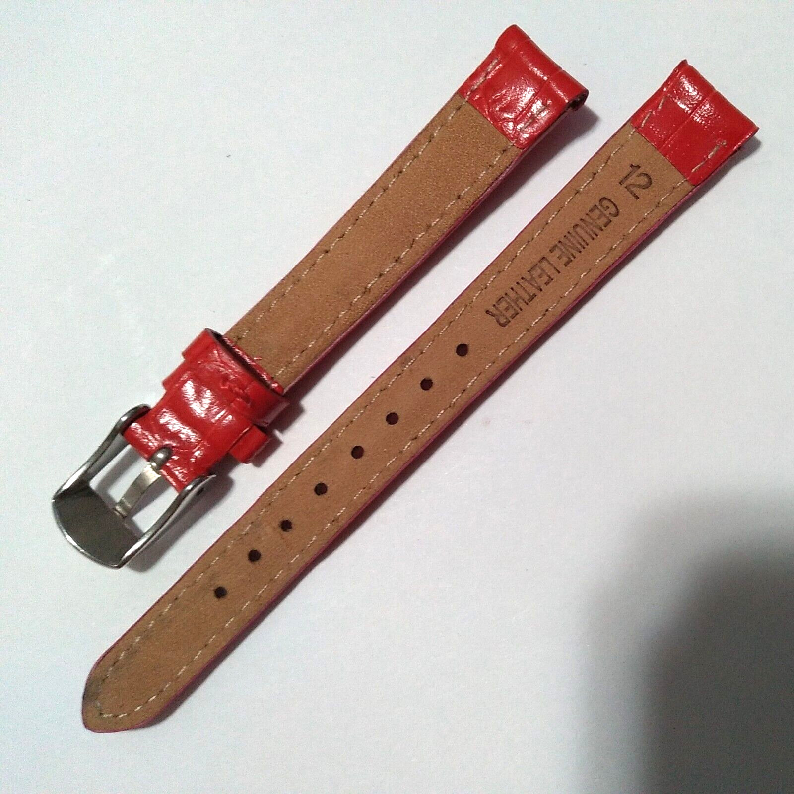 Timex Ladies Womens Red Genuine Leather Crocodile Grain 12mm Regular Watch Band
