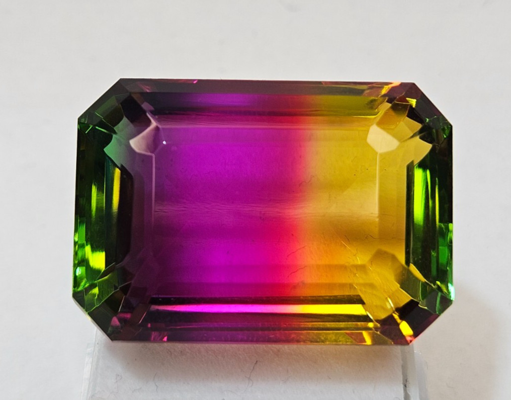 Bi-Colour Natural Tourmaline Emerald Cut 80+ Ct Loose Certified Quality Gemstone