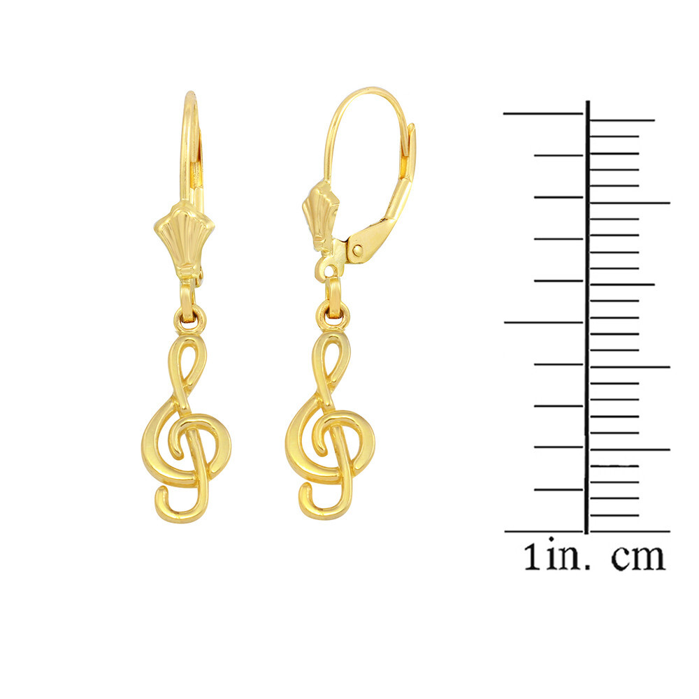 Gold Treble Clef Musical Symbol Earring Set(Available in Yellow/Rose/White Gold)