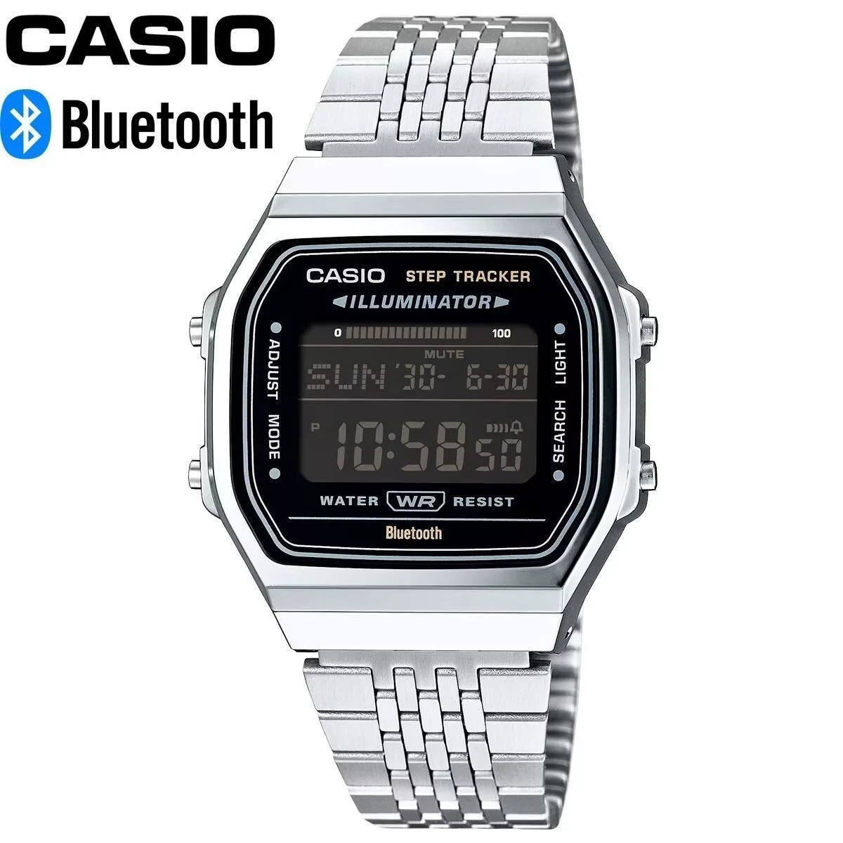 Casio ABL-100WE-1B Vintage Design Black Digital Bluetooth Step Tracker Watch