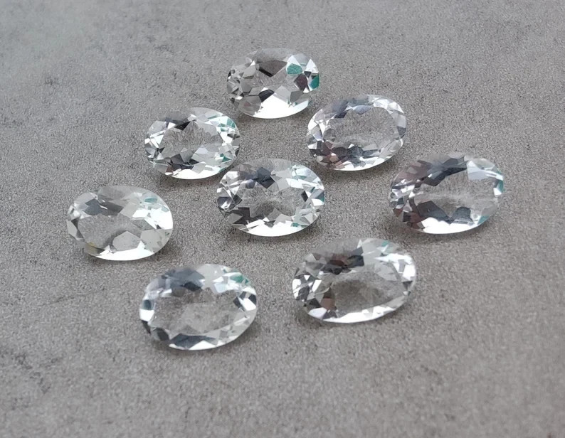 AAA+ Natural Crystal Quartz Faceted Oval Shape Loose Gemstone For Jewelry Making