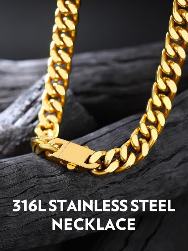 Men’s Premium Solid Stainless Steel Miami Cuban Link Chain Necklace
