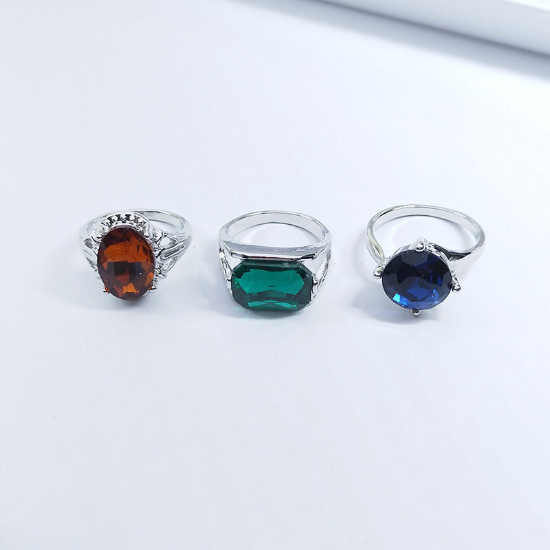 100Pcs Wholesale Colorful Crystal Mixed Rings Bulk Finger Band Ring Jewelry Lot