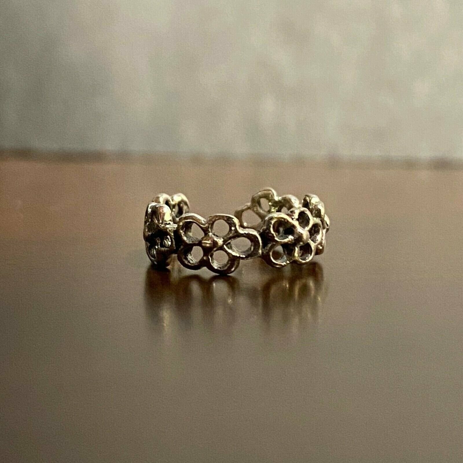 Sterling silver tiny flower wreath earring cuff