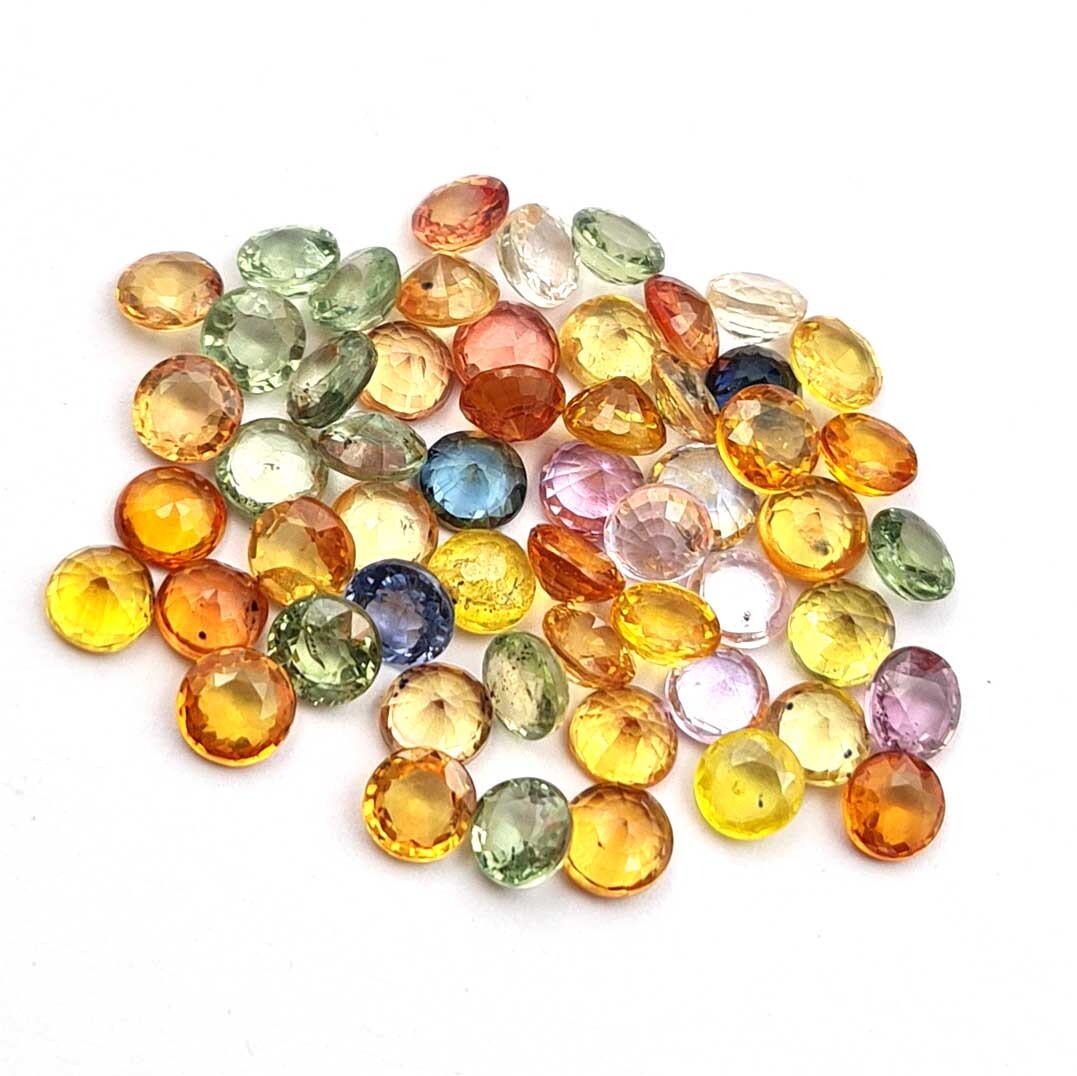 Natural Multi Sapphire Round Cut Loose Gemstone Lot 10 Pcs 4 MM 3 CT