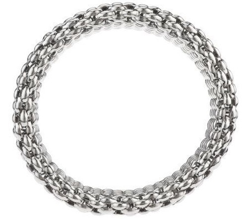 QVC Polished Popcorn Stretch Bangle Bracelet Stainless Steel by Design J282123