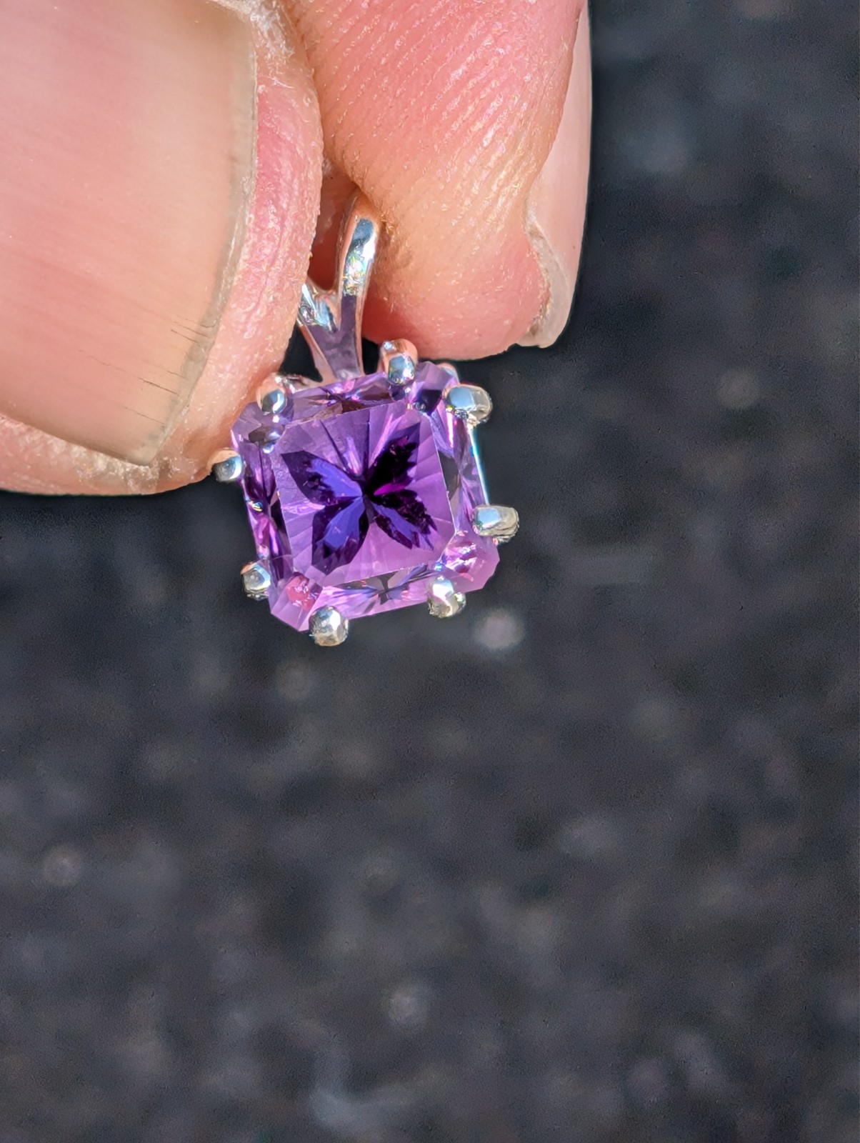 USA seller 2.17 ct 6.7mm square Amethyst Butterfly facet gemstone