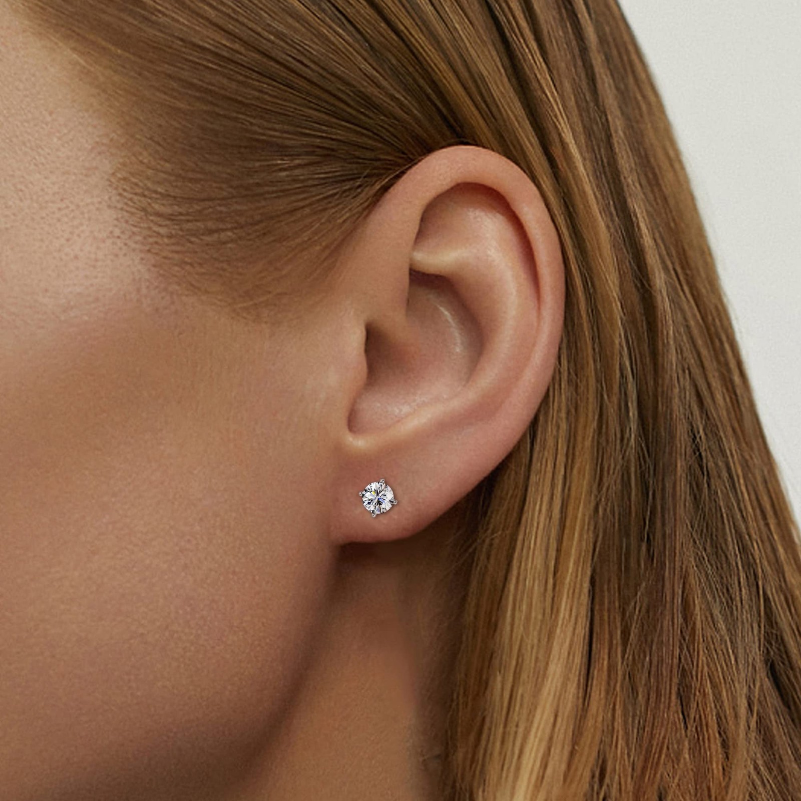 PATISORNA 925 Sterling Silver 5mm Long Post Cubic Zirconia Stud Earrings for …
