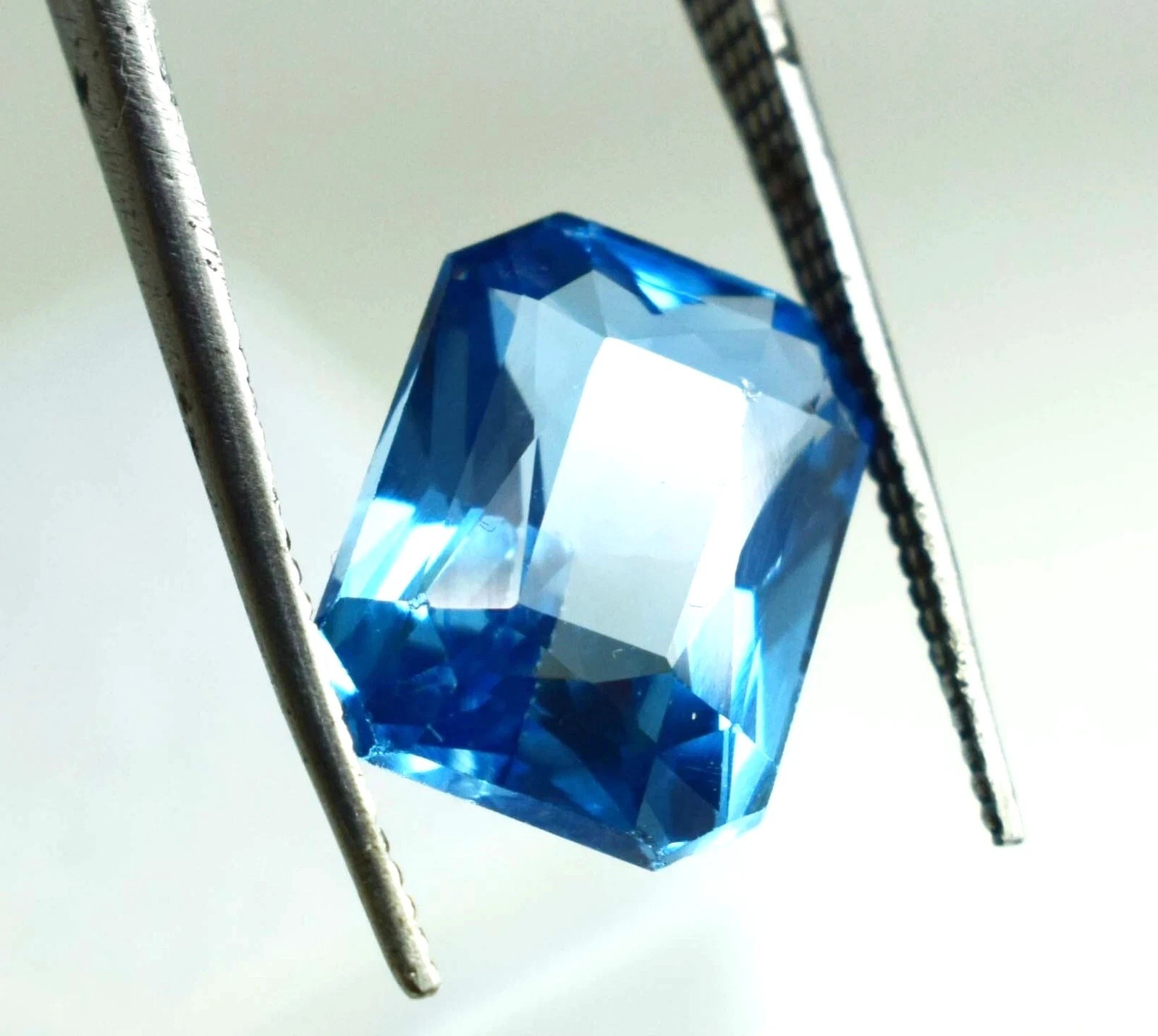 8.75 Ct Lab-Created Santa Maria Blue Brazilian Aquamarine Emerald Cut Loose gems