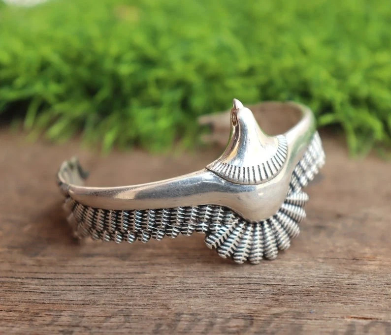Eagle 925 Sterling Silver Handmade Jewelry Cuff Bracelet Adjustable”