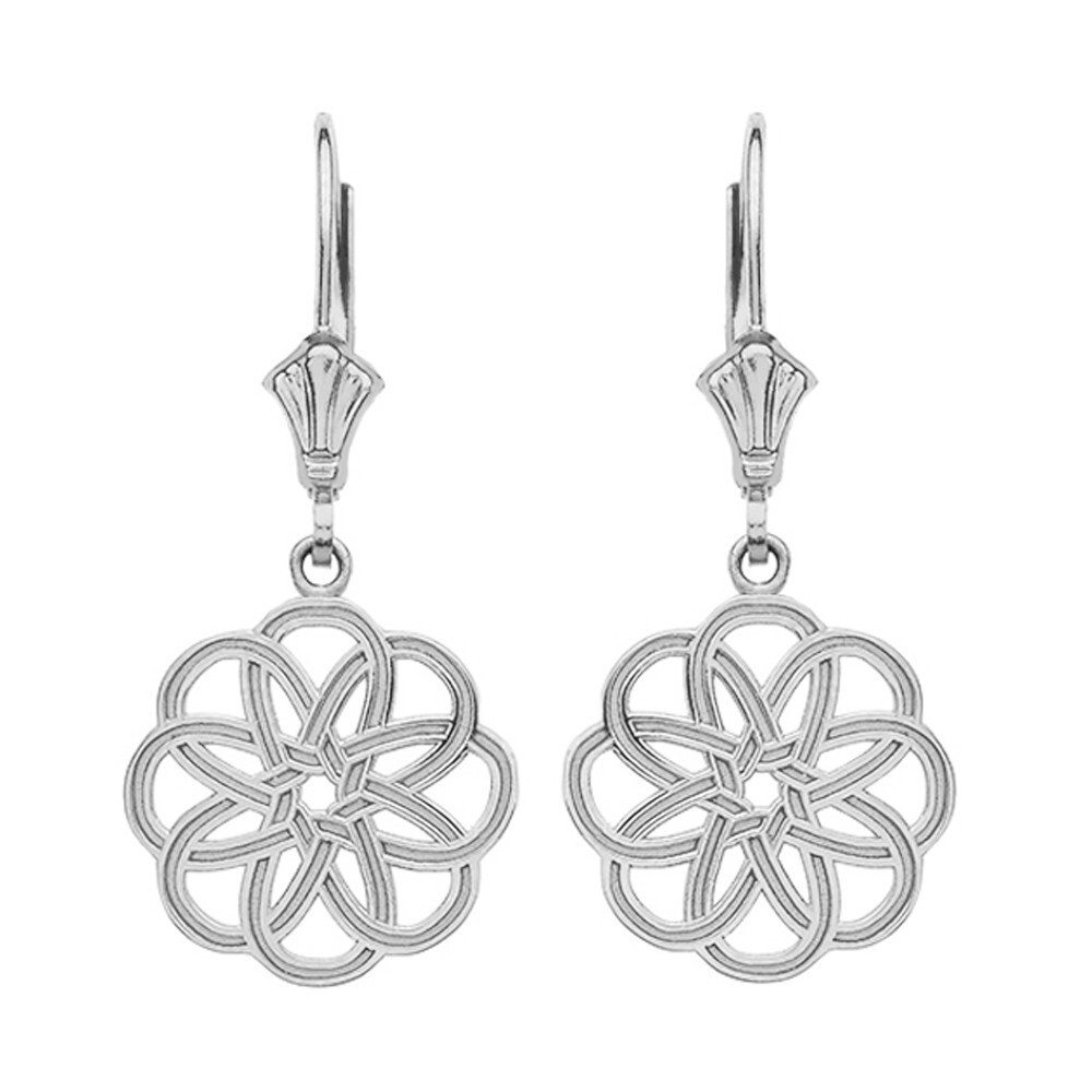 Gold Celtic Knot Round Flower Earrings(Available in Yellow/Rose/White Gold)