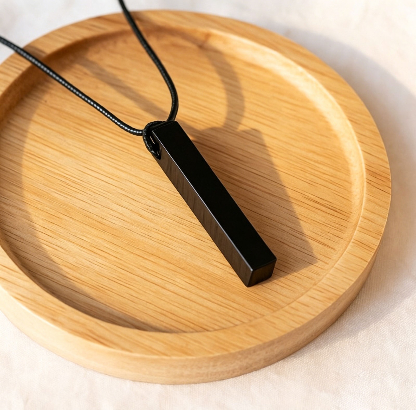 Healing Black Obsidian Bar Pendant Amulet Necklace Men Women Protection Jewelry#