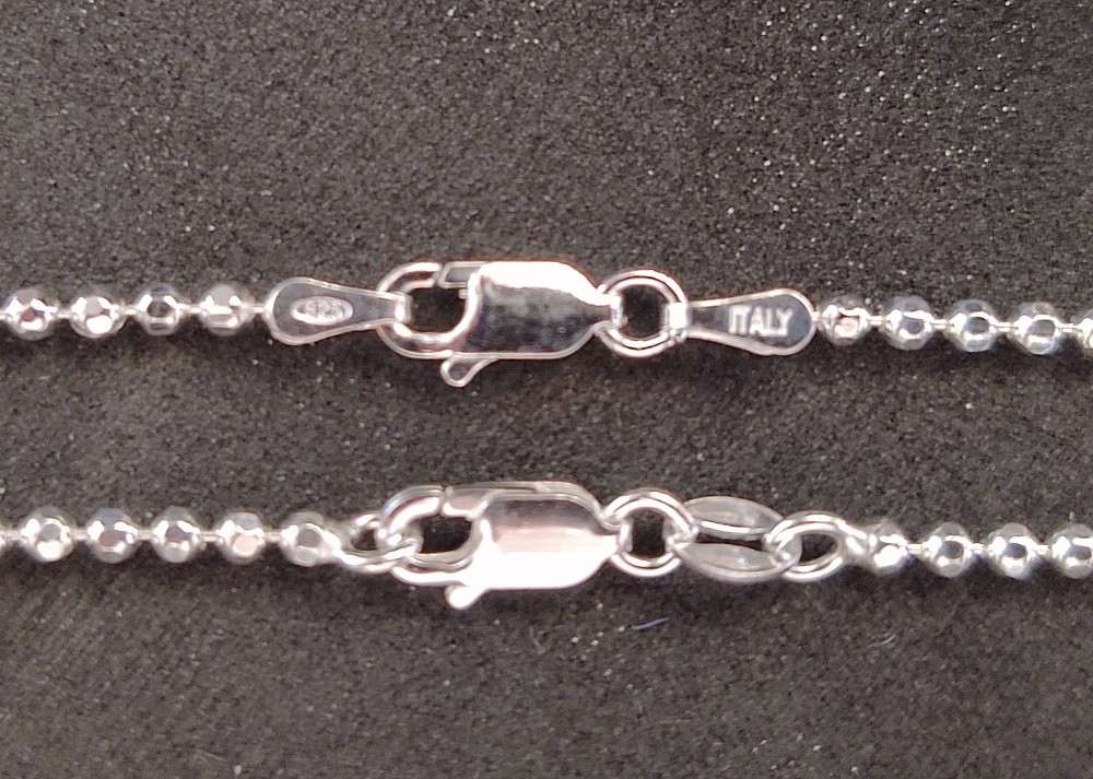 Diamond Cut Bead Necklace Chain / Sterling Silver (Made in Italy)