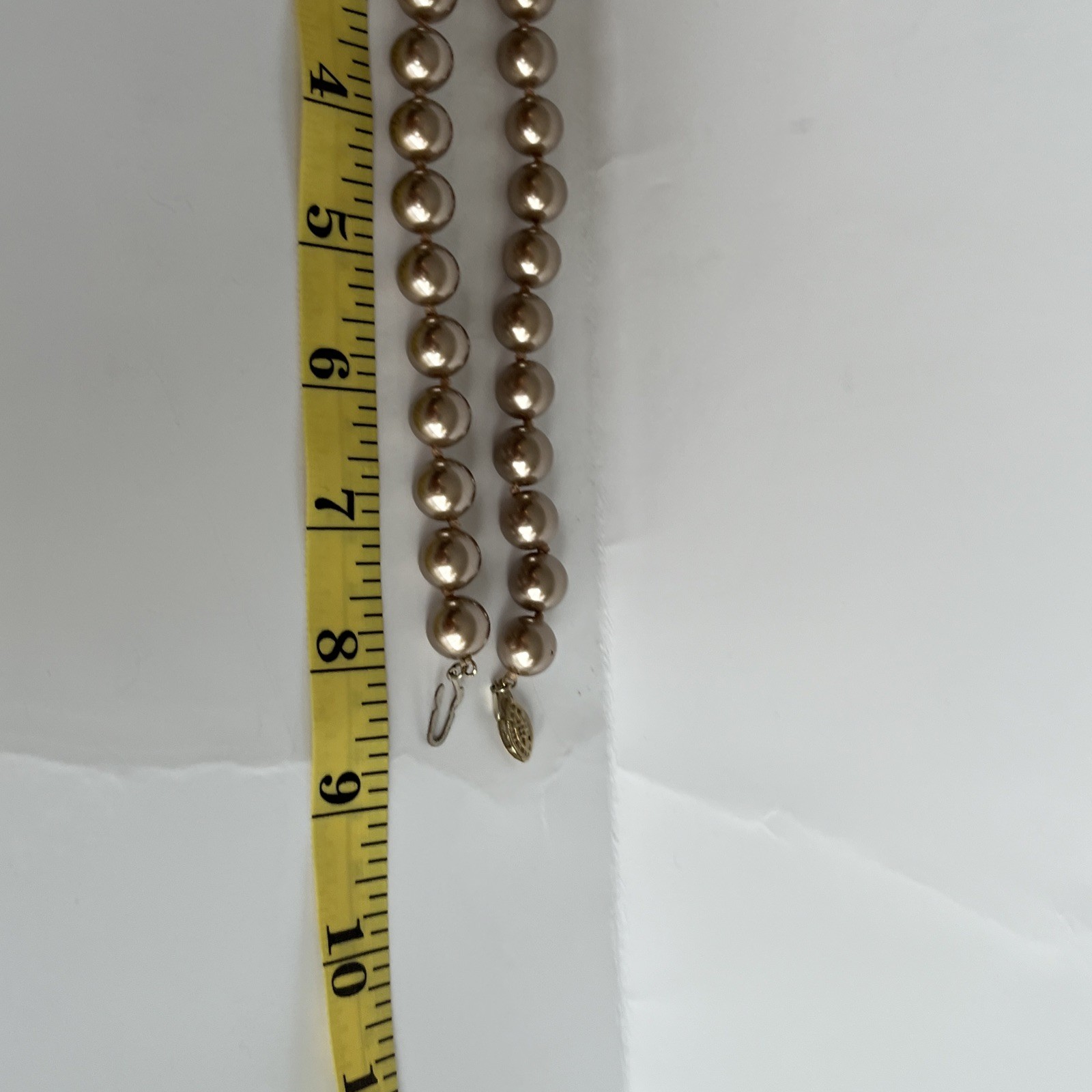 Vintage Light Chocolate 18” Glass Faux Pearls RMN Signed Good Condition