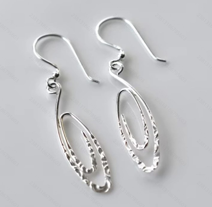 Fashion Silver Plated Alloy Simple Hammer Pattern Long Hook Dangle Earrings