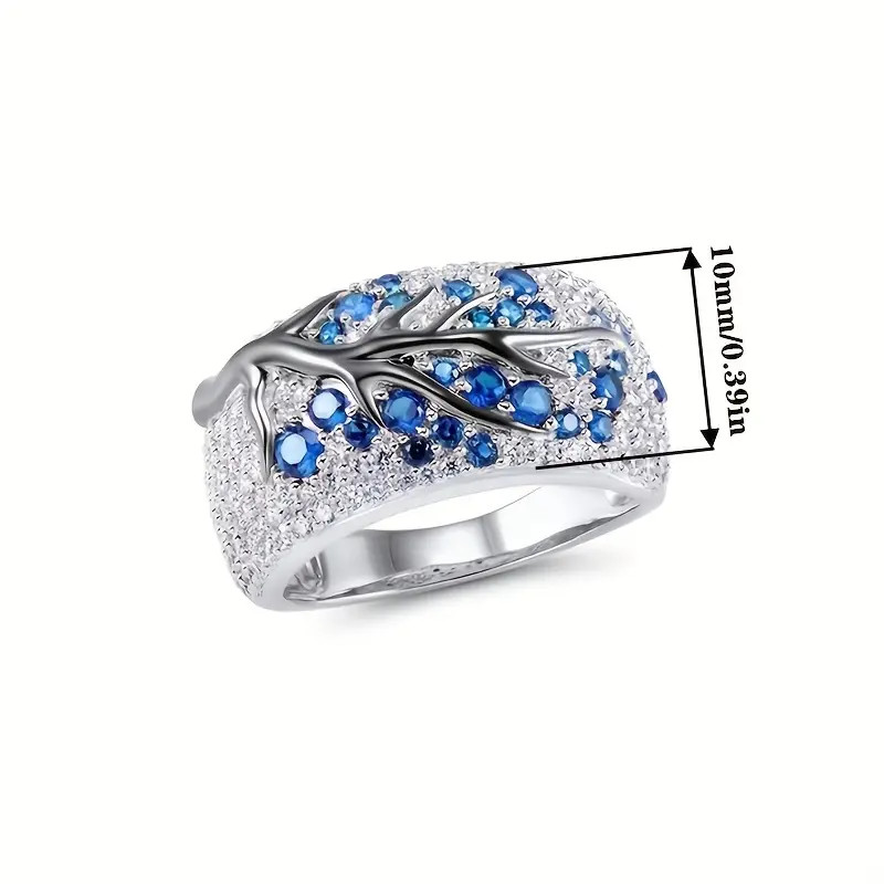 Tree Of Life Ring Full Of Shiny Zircon Elegant Alloy Ring -New- Dark Pink Size 6
