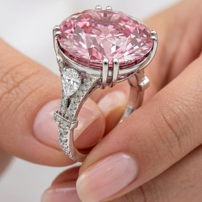 RARE 5.00 Ct Certified Round Cut Pink Natural Diamond Ring White Gold Finish