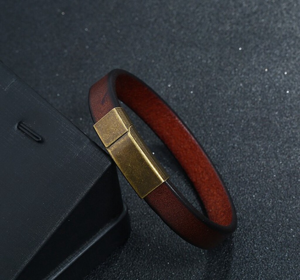 MEN/ Women Cowboy Vintage Brown Genuine Leather Bracelet / Wrist Bangle 6-9″