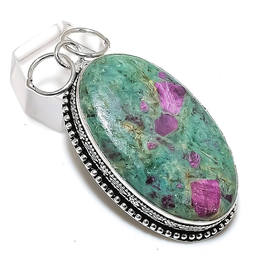 Ruby Fuchsite Gemstone 925 Steling Silver Jewelry Pendant 2.48″ New Year Gift M1