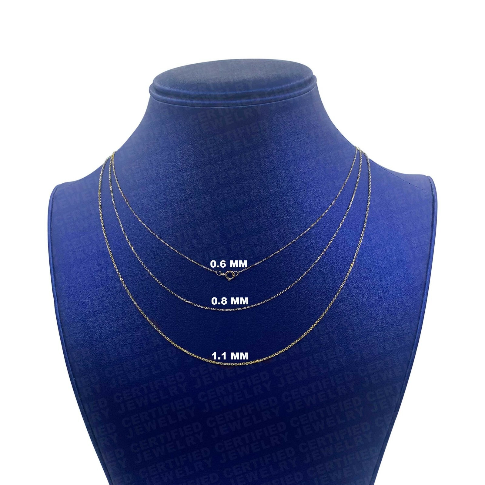 Solid 14K Gold Diamond Cut Cable Link Chain Necklace, 16″- 24″, 0.6mm – 1.1mm