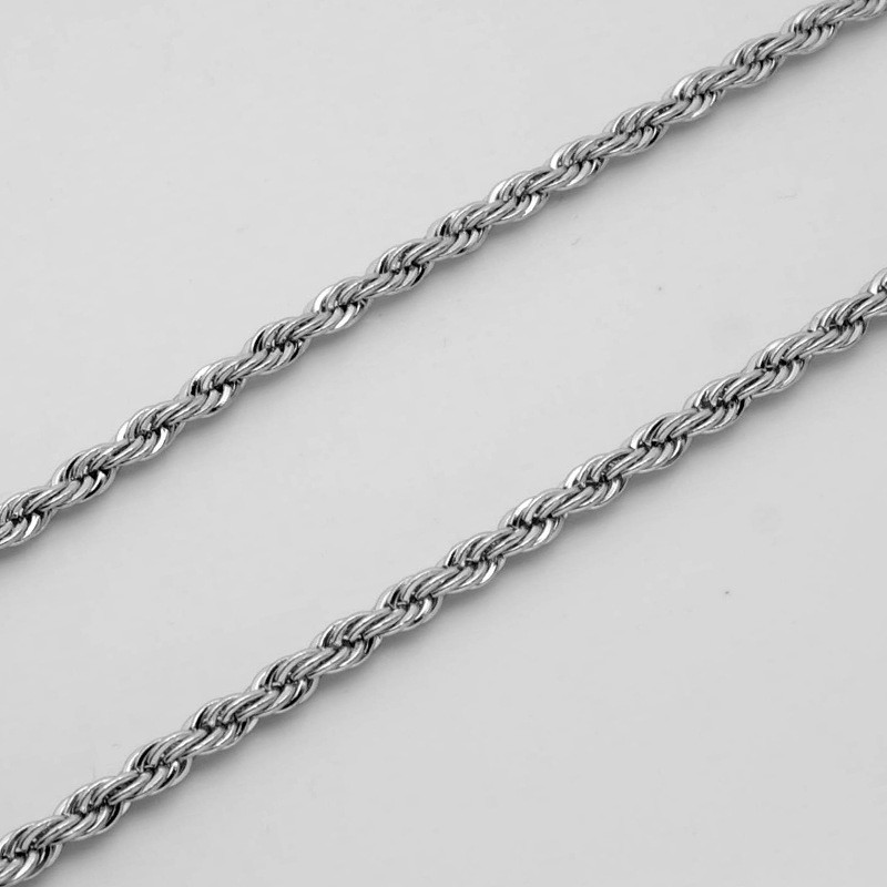 5pcs/lot 2.4/3/4mm Stainless Steel Twisted Rope Chain Necklace for Men Women