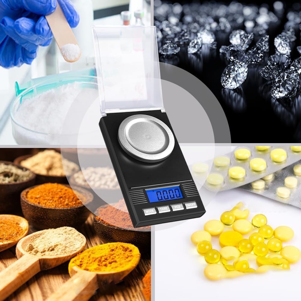 Mini 50g Milligram Scale with Tare Function & Portable Case for Jewelry and More