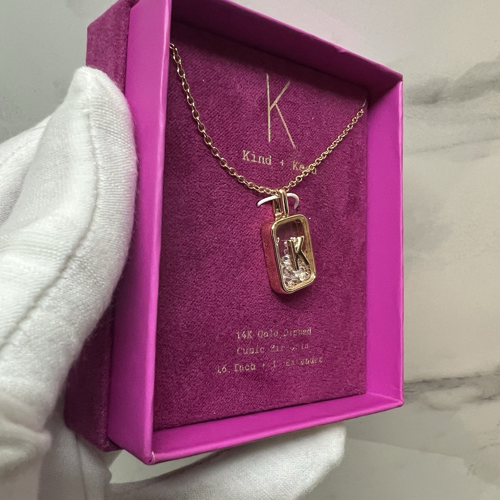 NWT 14k Gold Dip Cubic Zirconia Pierced Initial “K” Shaker Necklace – a New Day