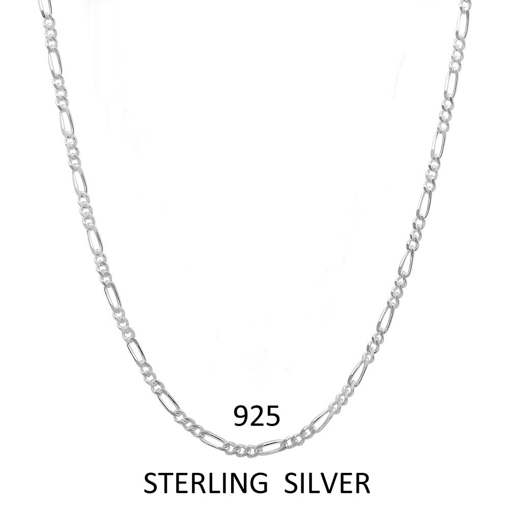 Verona Jewelers Sterling Silver 925 Italian 3MM Figaro Link Chain Necklace