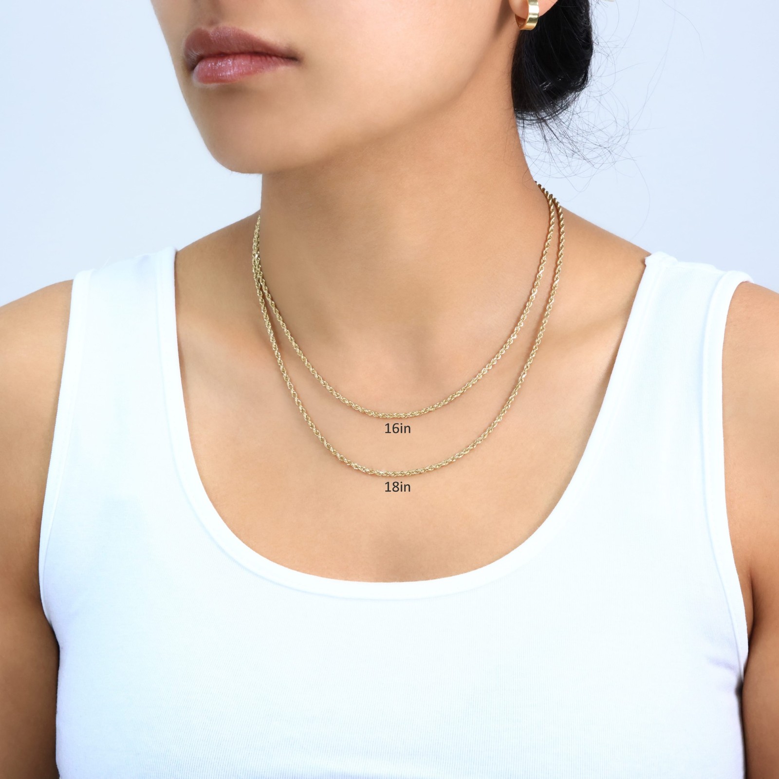 18K Yellow Gold Solid 2mm-6mm Rope Diamond Cut Chain Italian Necklace 16″- 30″