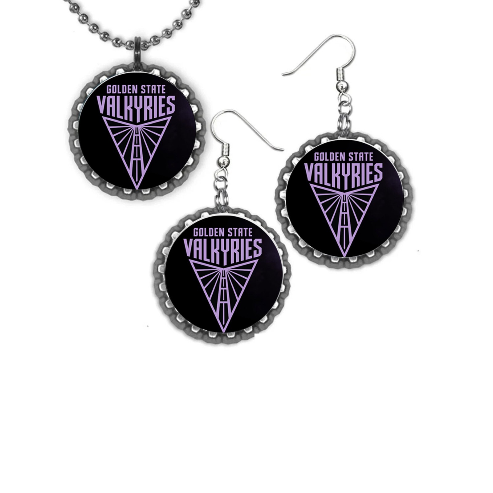 Golden State Valkyries Earrings and necklace set great gift silver color set