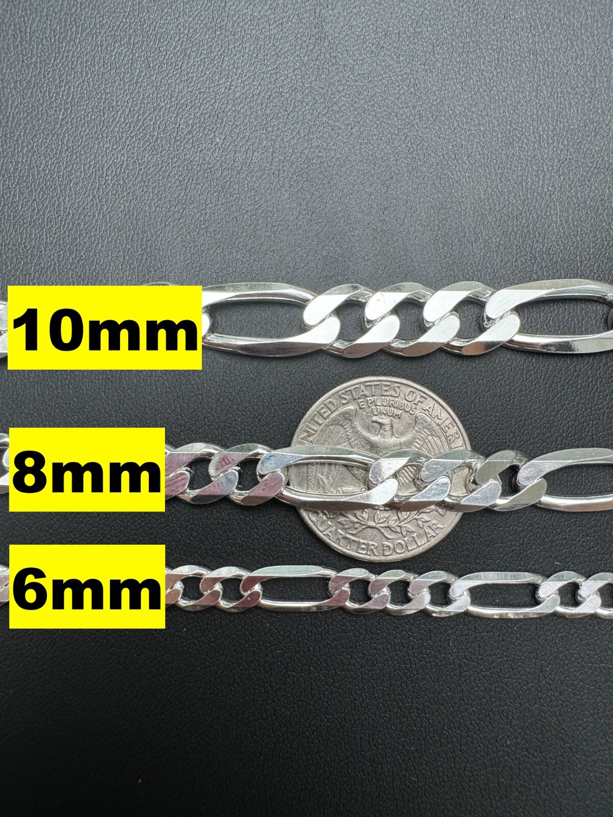 Figaro Link Chain Or Bracelet (2.5-10mm) Solid 925 Sterling Silver UNPLATED