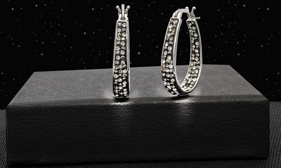 Women’s 18Kt White Gold Plated Austrian Crystal Inside Outside Hoop
